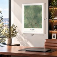 Liberty, Virginia map, 18 x 24 inch print in a white frame in a home office