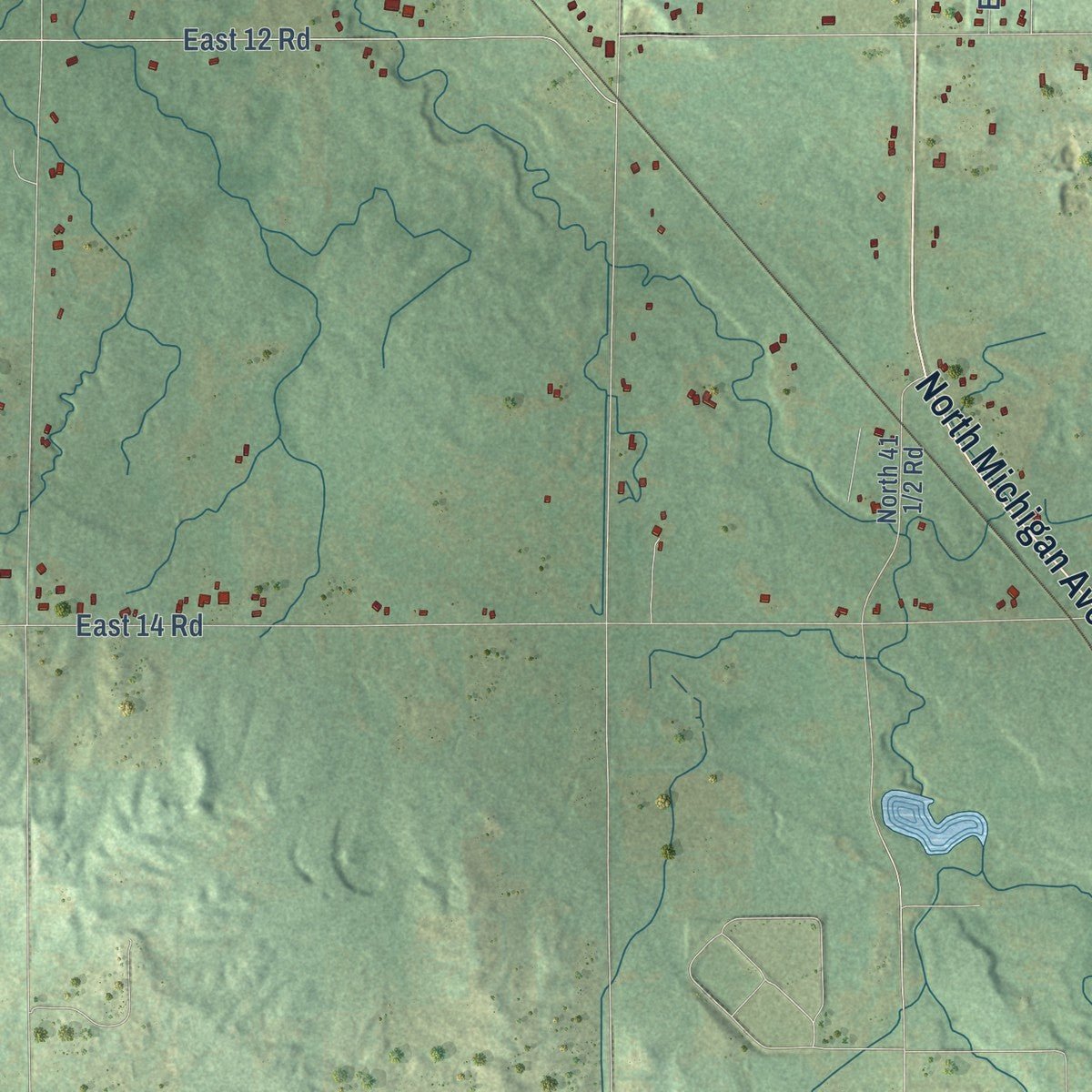 Second close-up of the map of Liberty, Wexford County, Michigan print showing more streets and buildings