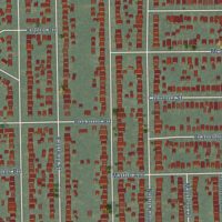 Second close-up of the map of Library Village, Ohio print showing more streets and buildings