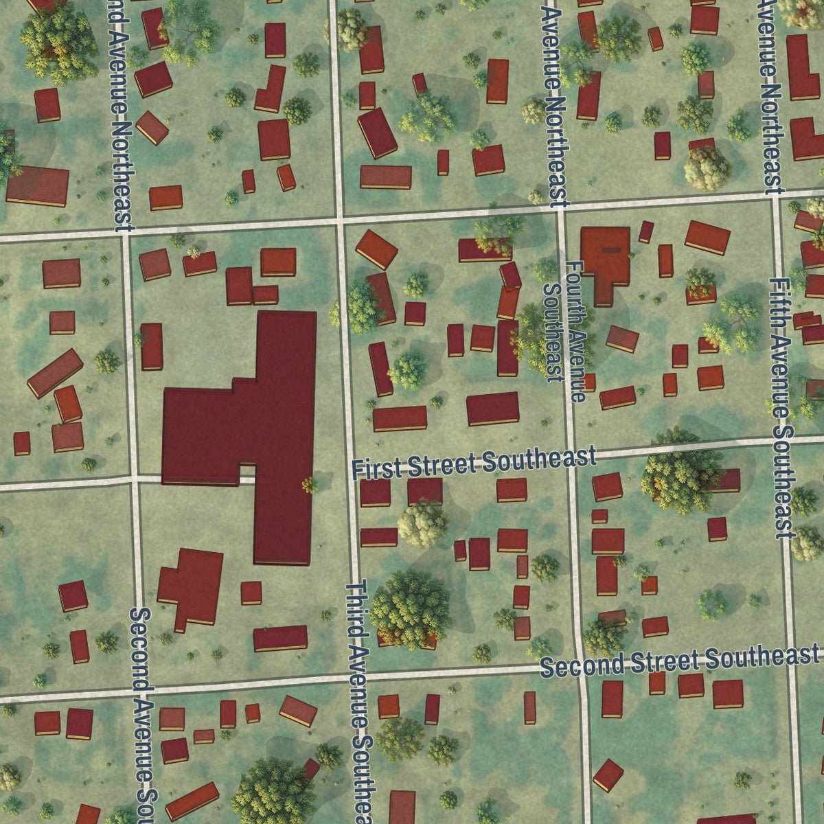 Second close-up of the map of Lidgerwood, North Dakota print showing more streets and buildings