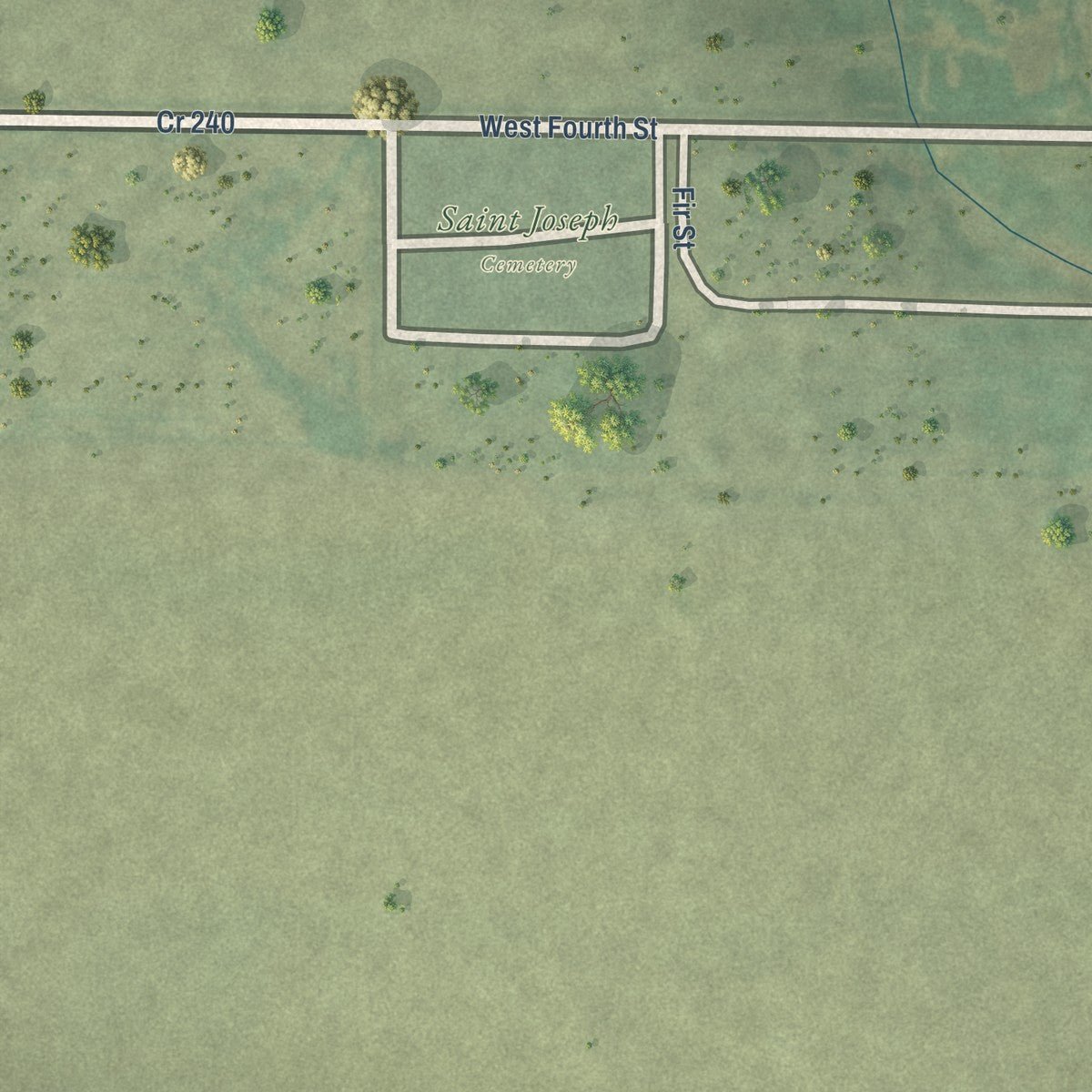 Second close-up of the map of Liebenthal, Kansas print showing more streets and buildings