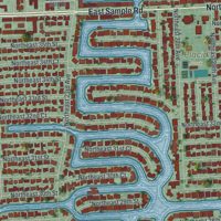 Second close-up of the map of Lighthouse Point, Florida print showing more streets and buildings