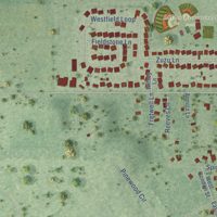 Second close-up of the map of Lillian, Alabama print showing more streets and buildings