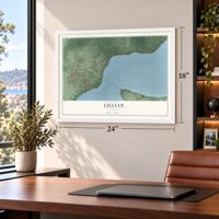 Lillian, Alabama map, 18 x 24 inch print in a white frame in a home office