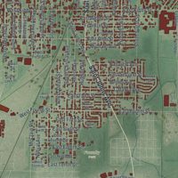 Second close-up of the map of Lima, Ohio print showing more streets and buildings