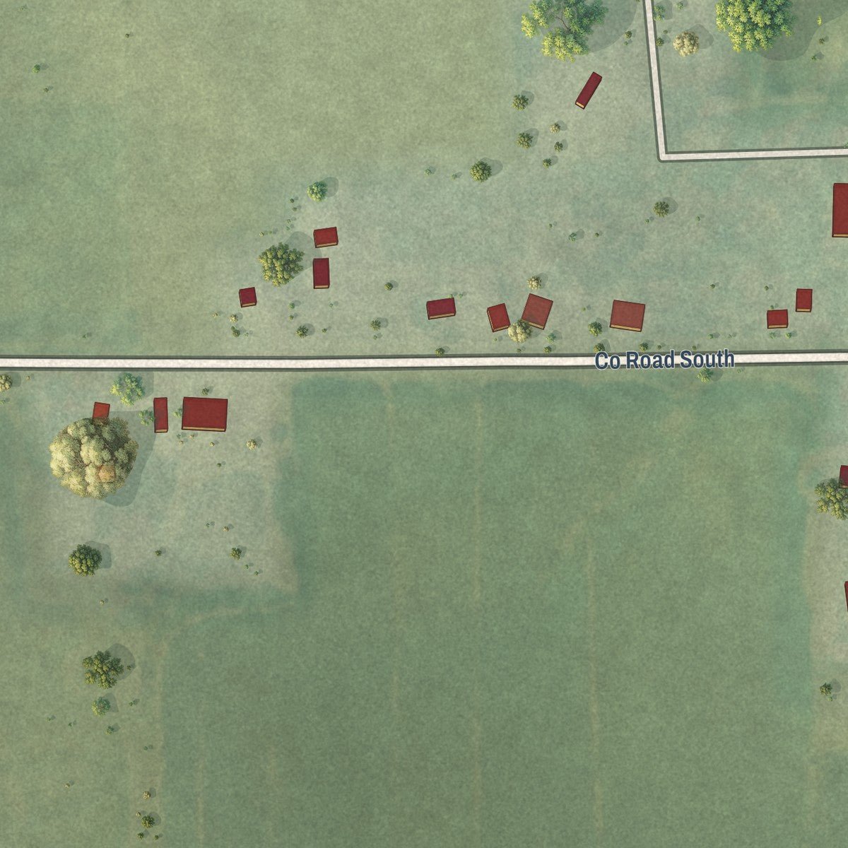Second close-up of the map of Lime Ridge, Wisconsin print showing more streets and buildings