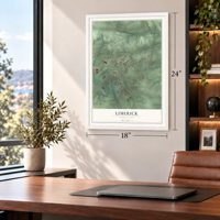 Limerick, Pennsylvania map, 18 x 24 inch print in a white frame in a home office