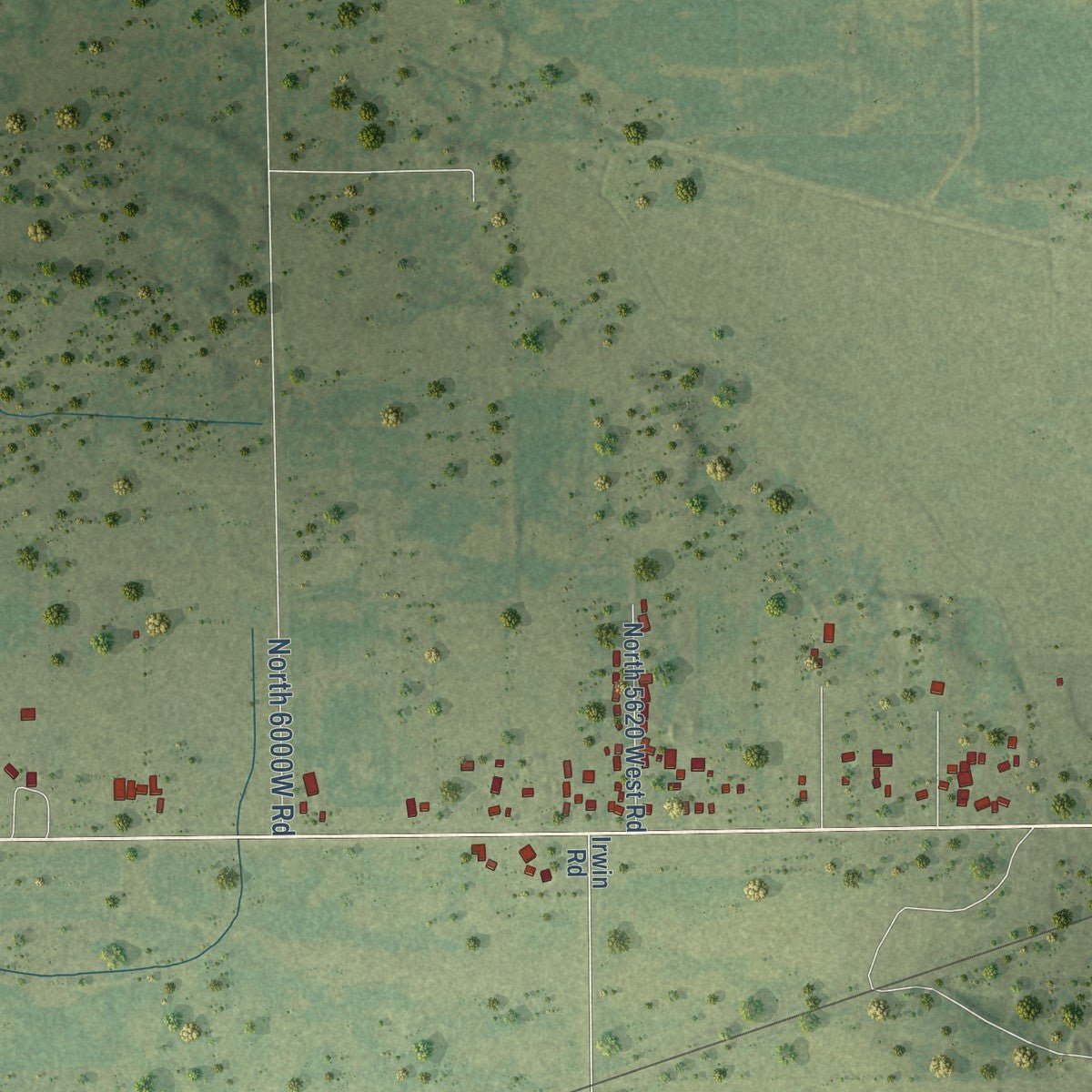 Second close-up of the map of Limestone, Illinois print showing more streets and buildings
