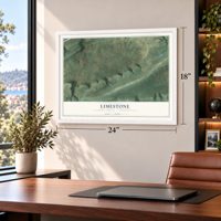 Limestone, Lycoming County, Pennsylvania map, 18 x 24 inch print in a white frame in a home office