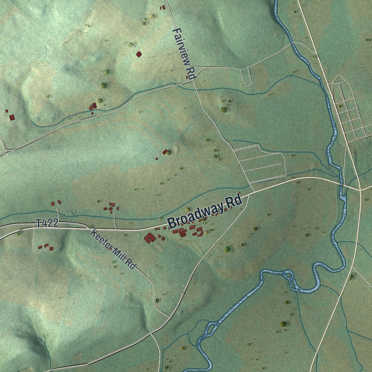 Second close-up of the map of Limestone, Montour County, Pennsylvania print showing more streets and buildings
