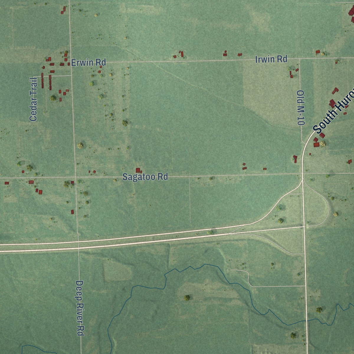 Second close-up of the map of Lincoln Township, Arenac County, Michigan print showing more streets and buildings