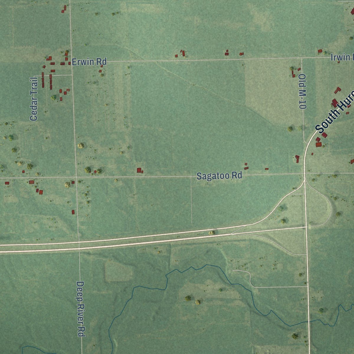 Second close-up of the map of Lincoln, Arenac County, Michigan print showing more streets and buildings