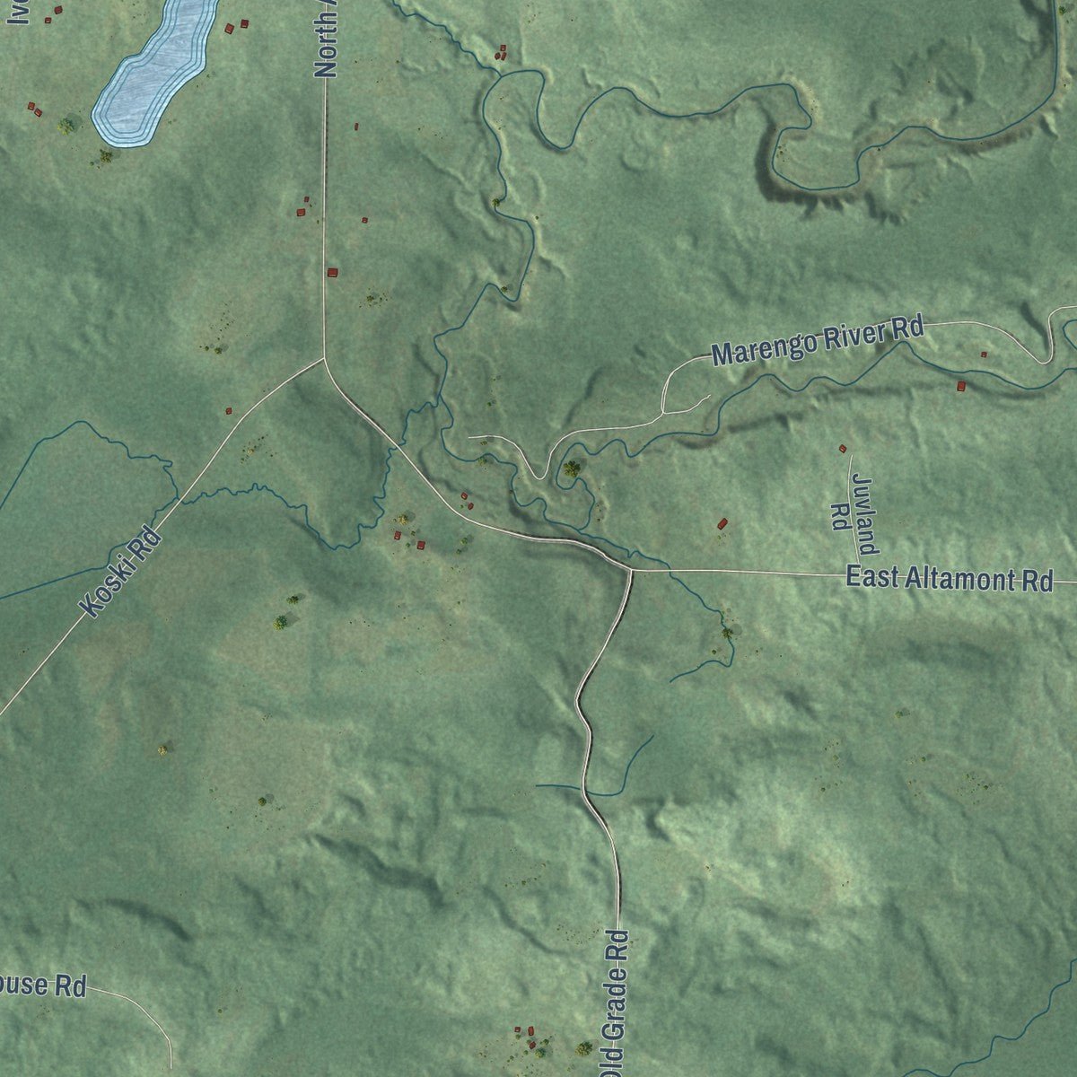 Second close-up of the map of Lincoln, Bayfield County, Wisconsin print showing more streets and buildings