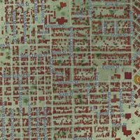 Second close-up of the map of Lincoln, Illinois print showing more streets and buildings