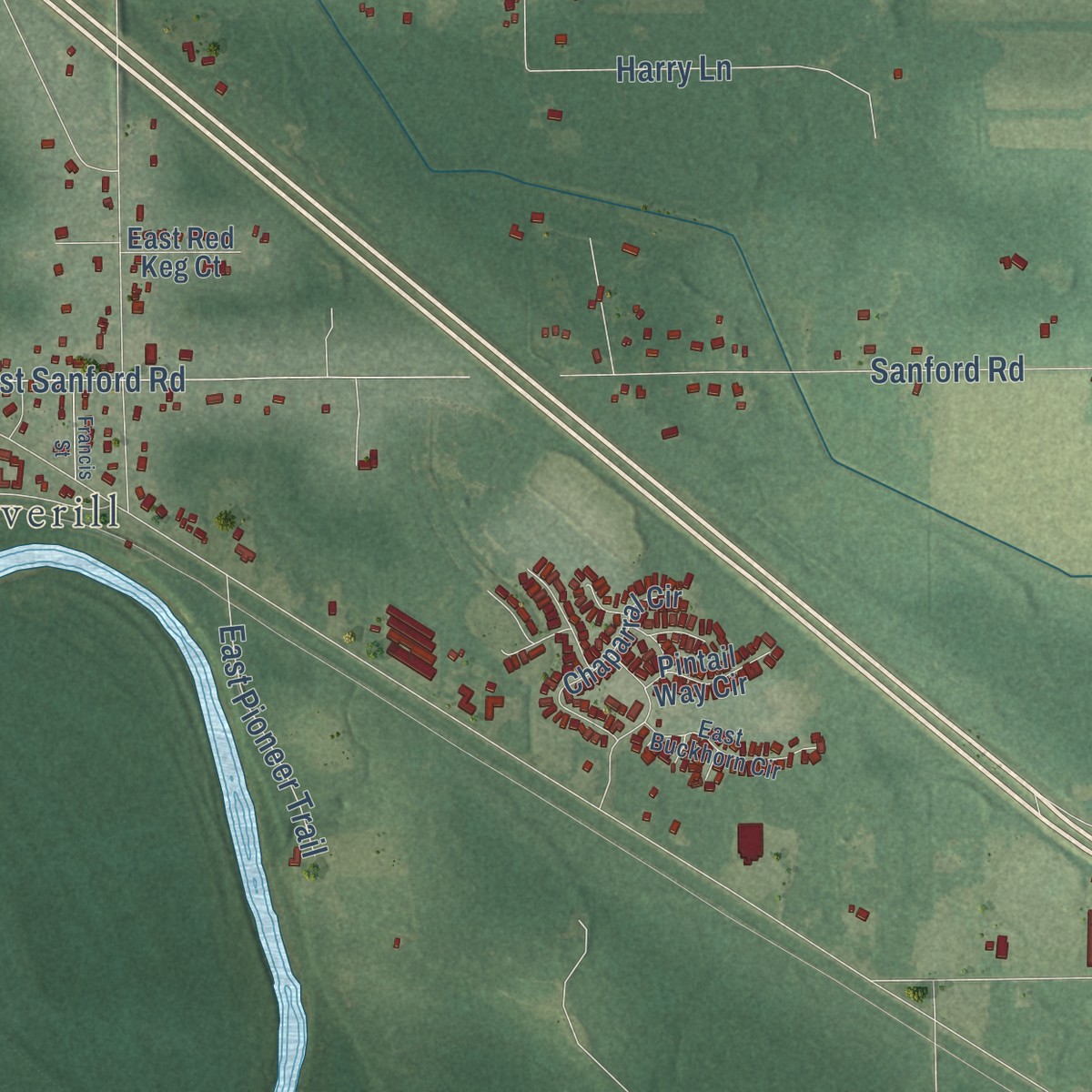Second close-up of the map of Lincoln Township, Midland County, Michigan print showing more streets and buildings