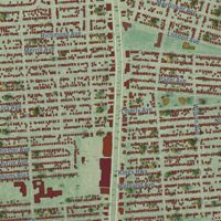 Second close-up of the map of Lincoln Park, Michigan print showing more streets and buildings