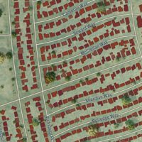 Second close-up of the map of Lincoln Village, California print showing more streets and buildings