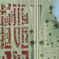 Second close-up of the map of Lincoln Village, Wisconsin print showing more streets and buildings