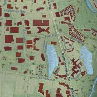 Second close-up of the map of Lincolnshire, Illinois print showing more streets and buildings