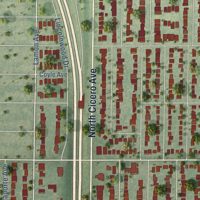 Second close-up of the map of Lincolnwood, Illinois print showing more streets and buildings