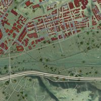 Second close-up of the map of Linda Vista, California print showing more streets and buildings