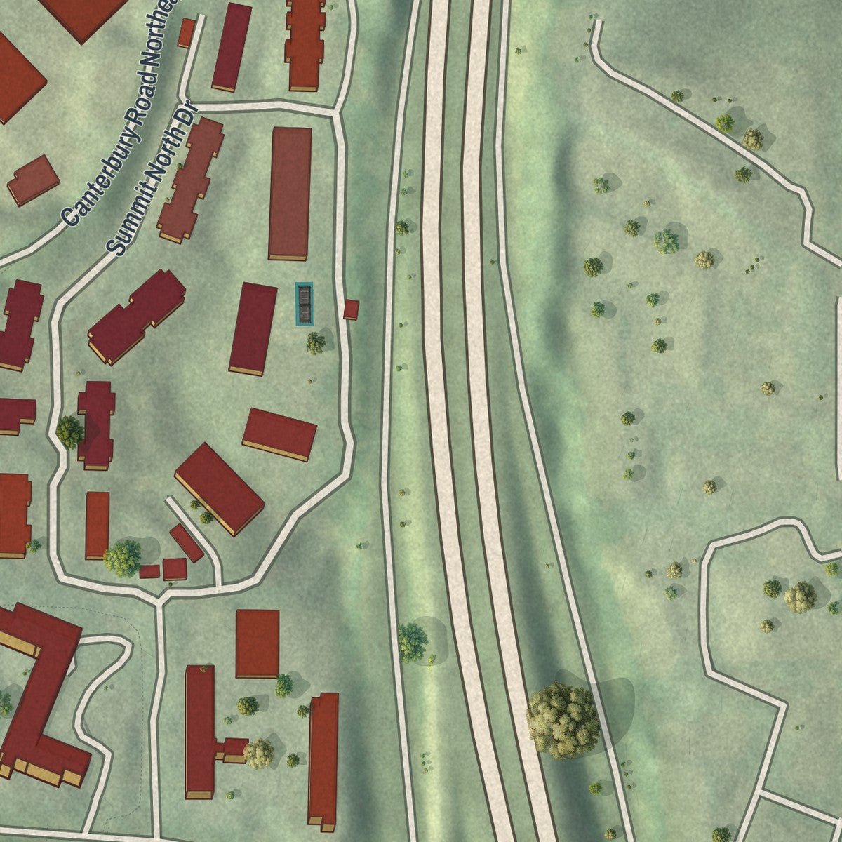 Second close-up of the map of Lindbergh-Morosgo, Georgia print showing more streets and buildings
