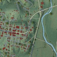 Second close-up of the map of Linden, Tennessee print showing more streets and buildings