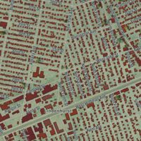Second close-up of the map of Lindenhurst, New York print showing more streets and buildings