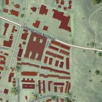 Second close-up of the map of Lindridge-Martin Manor, Georgia print showing more streets and buildings