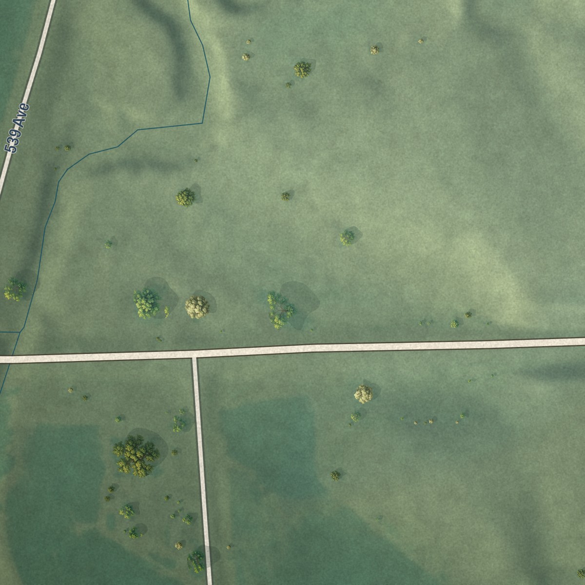 Second close-up of the map of Lindy, Nebraska print showing more streets and buildings