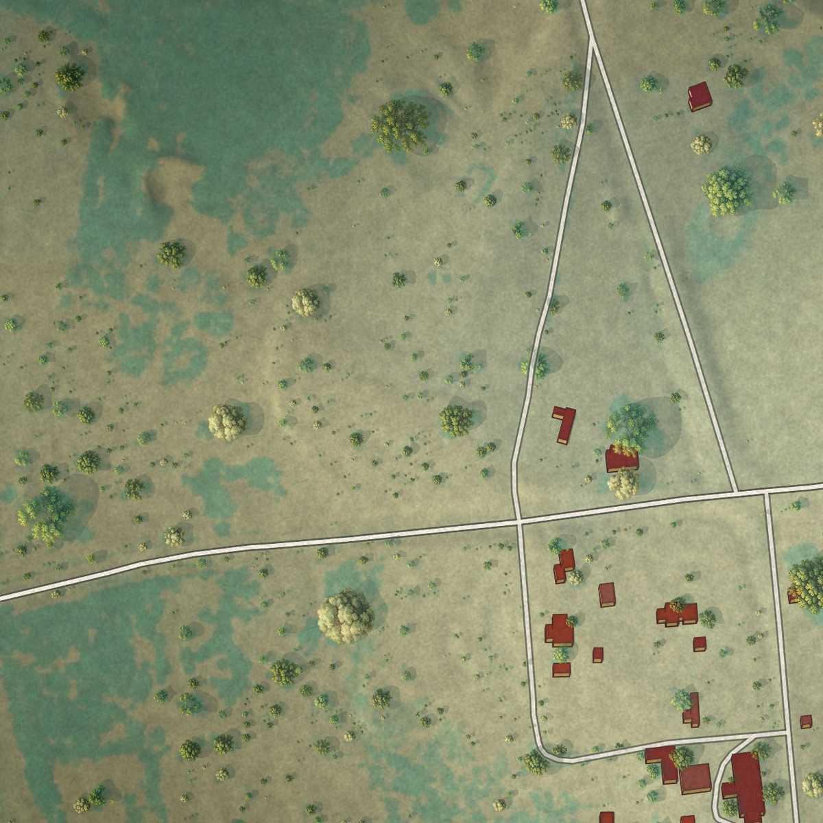 Second close-up of the map of Lingleville, Texas print showing more streets and buildings
