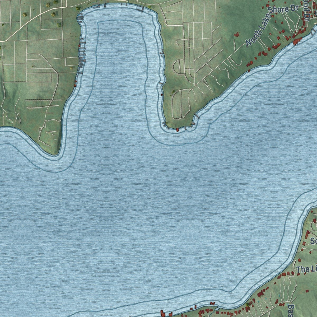 Second close-up of the map of Linn, Wisconsin print showing more streets and buildings