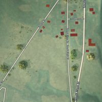 Second close-up of the map of Linneus, Missouri print showing more streets and buildings