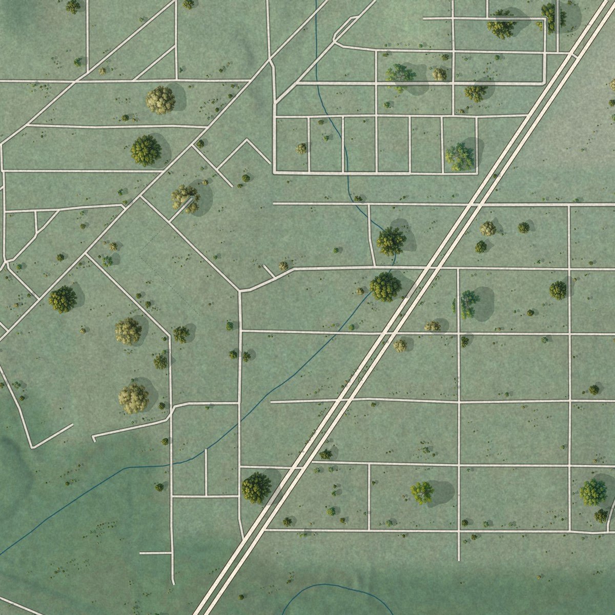 Second close-up of the map of Lipscomb, Alabama print showing more streets and buildings