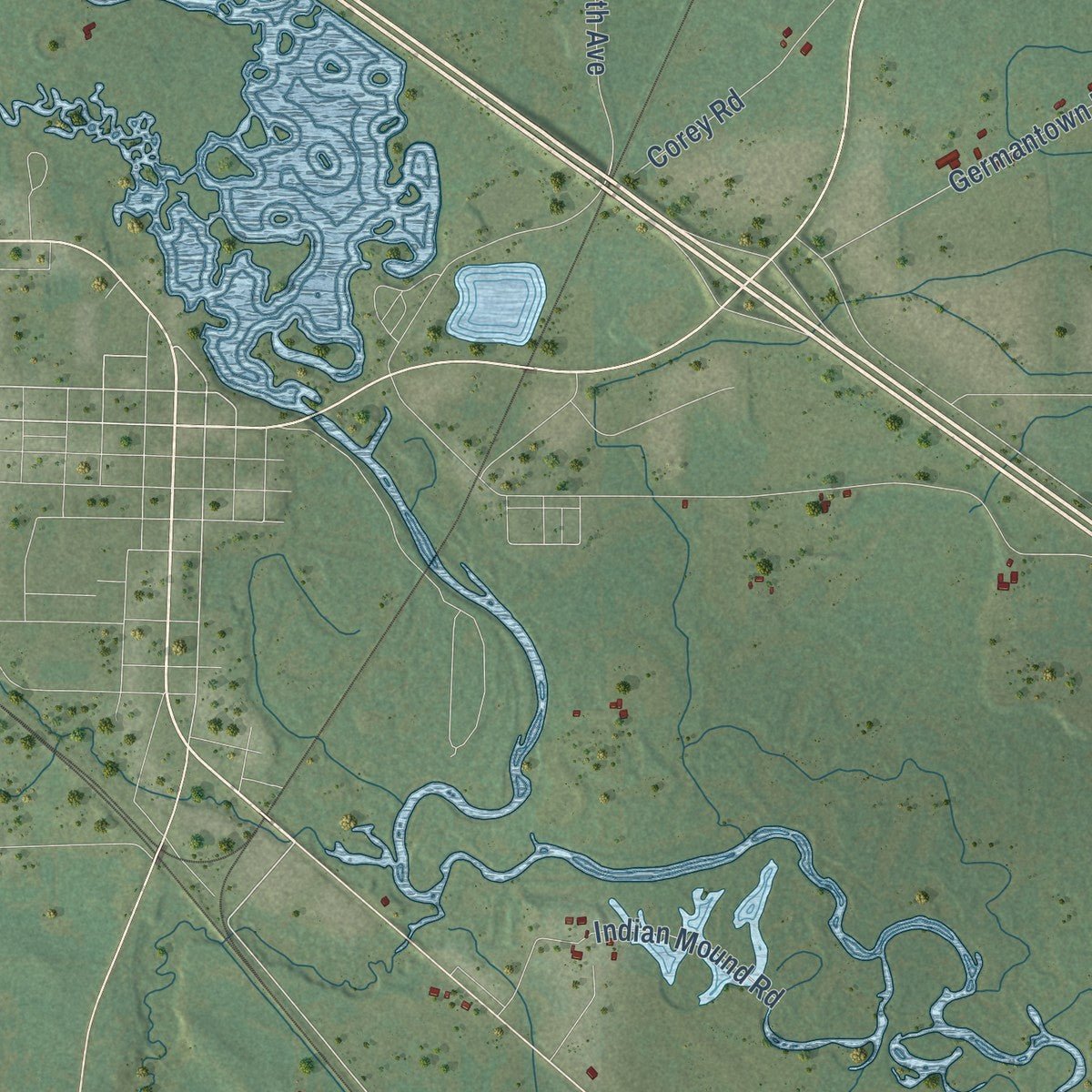 Second close-up of the map of Lisbon, Juneau County, Wisconsin print showing more streets and buildings