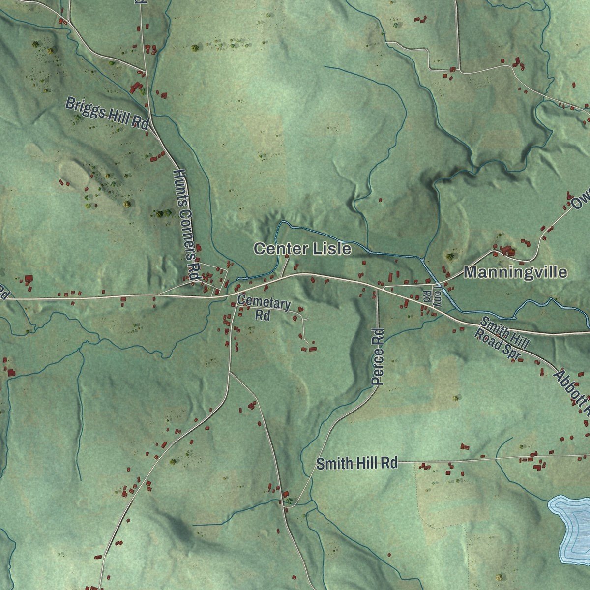 Second close-up of the map of Lisle, New York print showing more streets and buildings