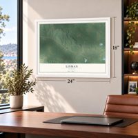 Lisman, Alabama map, 18 x 24 inch print in a white frame in a home office
