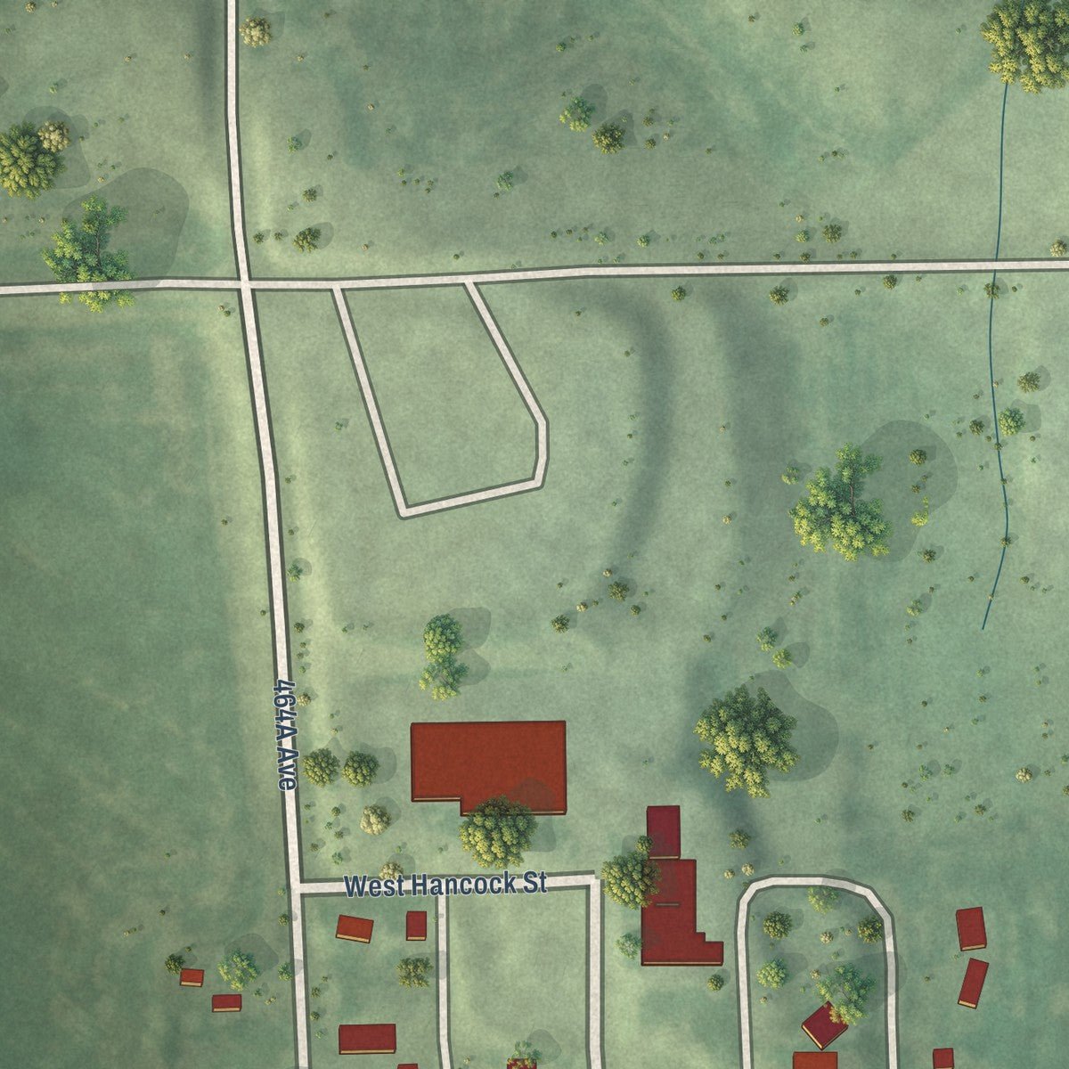 Second close-up of the map of Litchfield, Nebraska print showing more streets and buildings