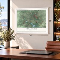 Lithia Springs, Georgia map, 18 x 24 inch print in a white frame in a home office