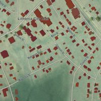 Second close-up of the map of Lithonia, Georgia print showing more streets and buildings
