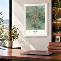Lithonia, Georgia map, 18 x 24 inch print in a white frame in a home office