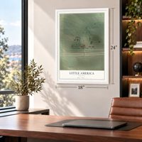 Little America, Wyoming map, 18 x 24 inch print in a white frame in a home office