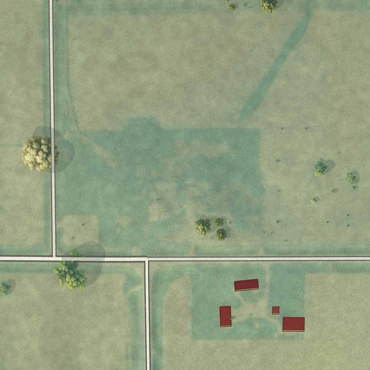 Second close-up of the map of Little Cedar, Iowa print showing more streets and buildings