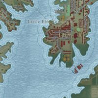 Second close-up of the map of Little Elm, Texas print showing more streets and buildings