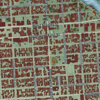 Second close-up of the map of Little Havana, Florida print showing more streets and buildings