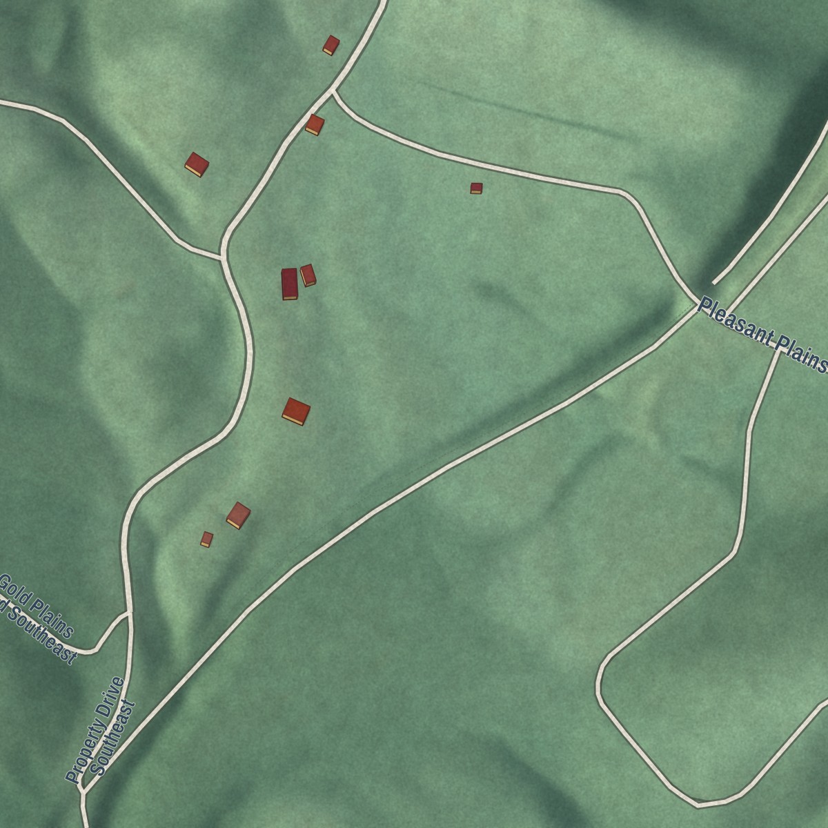 Second close-up of the map of Little Orleans, Maryland print showing more streets and buildings