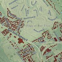 Second close-up of the map of Little River, South Carolina print showing more streets and buildings