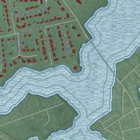 Second close-up of the map of Little Silver, New Jersey print showing more streets and buildings