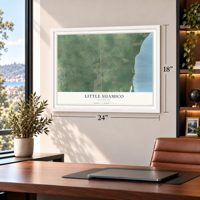 Little Suamico, Wisconsin map, 18 x 24 inch print in a white frame in a home office