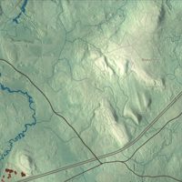 Close-up of the map of Littleton, Massachusetts print showing terrain and local geography
